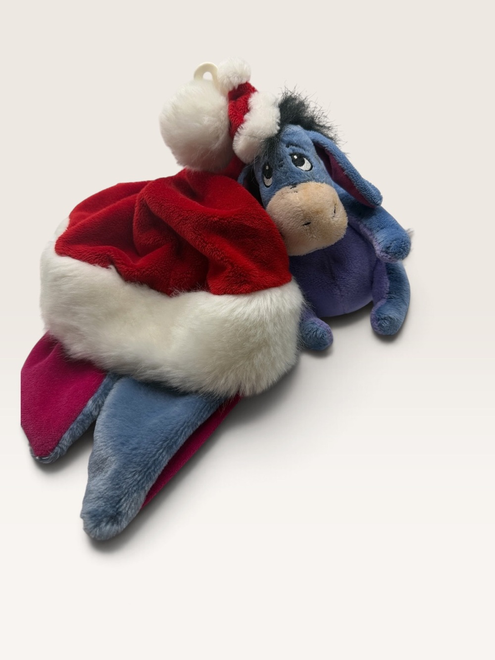 NEW Disney 2pc Eeyore Santa Hat W/ Eeyore Plush Winnie the Pooh Rare Vintage Y2K